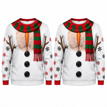 Hairy Chest Snowman Sweatshirt – Funny Christmas Snowman Graphic 3D All Over Print Design