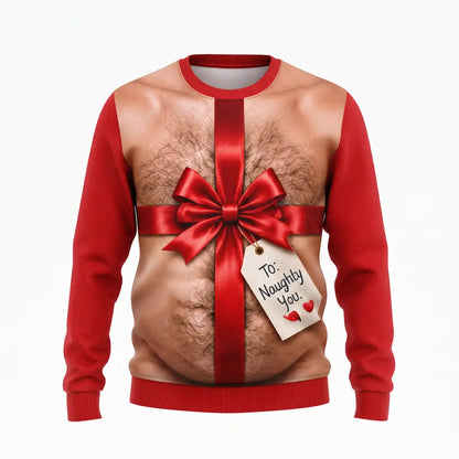 Hairy Chest Christmas Gift Sweatshirt – Funny Naughty Santa Graphic 3D All Over Print Design