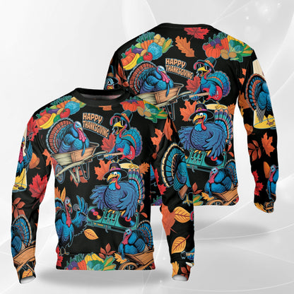 Thanksgiving Turkey Music Sweatshirt – Colorful Graphic 3D All Over Print Design