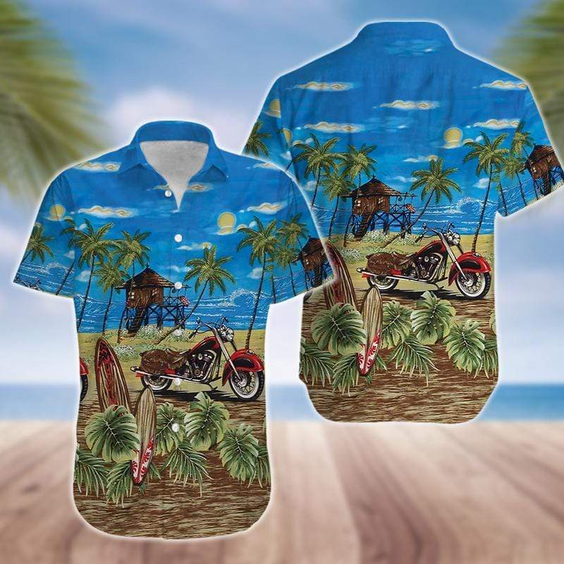 Tropical Motorcycles Unisex Hawaiian Aloha Shirts #H