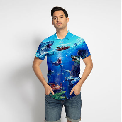 Fishing Shark With Small Ship Hawaiian Shirt