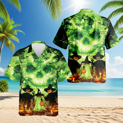 Halloween Ghost Hawaiian Shirt for Men, Button Down Aloha Shirt - Azhawaiian