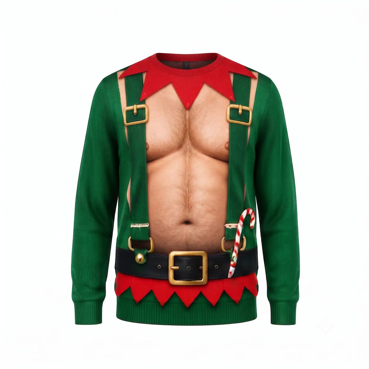 Hairy Chest Elf Sweatshirt – Funny Christmas Elf Costume 3D All Over Print Design