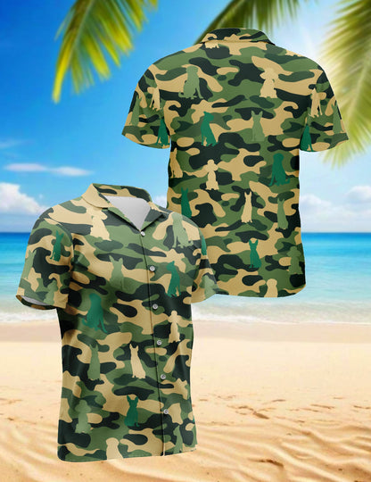 Dog Camo Hawaiian Shirt for Men, Button Down Aloha Shirt - Azhawaiian