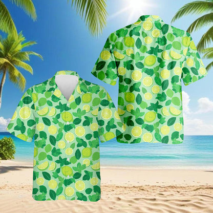 Lemon Pattern Hawaiian Shirt for Men, Button Down Aloha Shirt - Azhawaiian