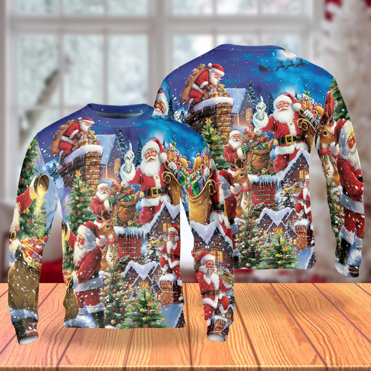 Santa Claus Collage Pattern Sweatshirt – Christmas 3D All Over Print Design
