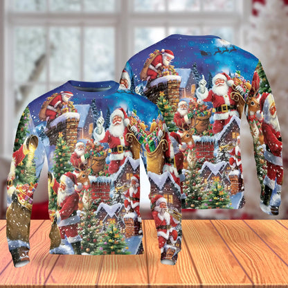 Santa Claus Collage Pattern Sweatshirt – Christmas 3D All Over Print Design