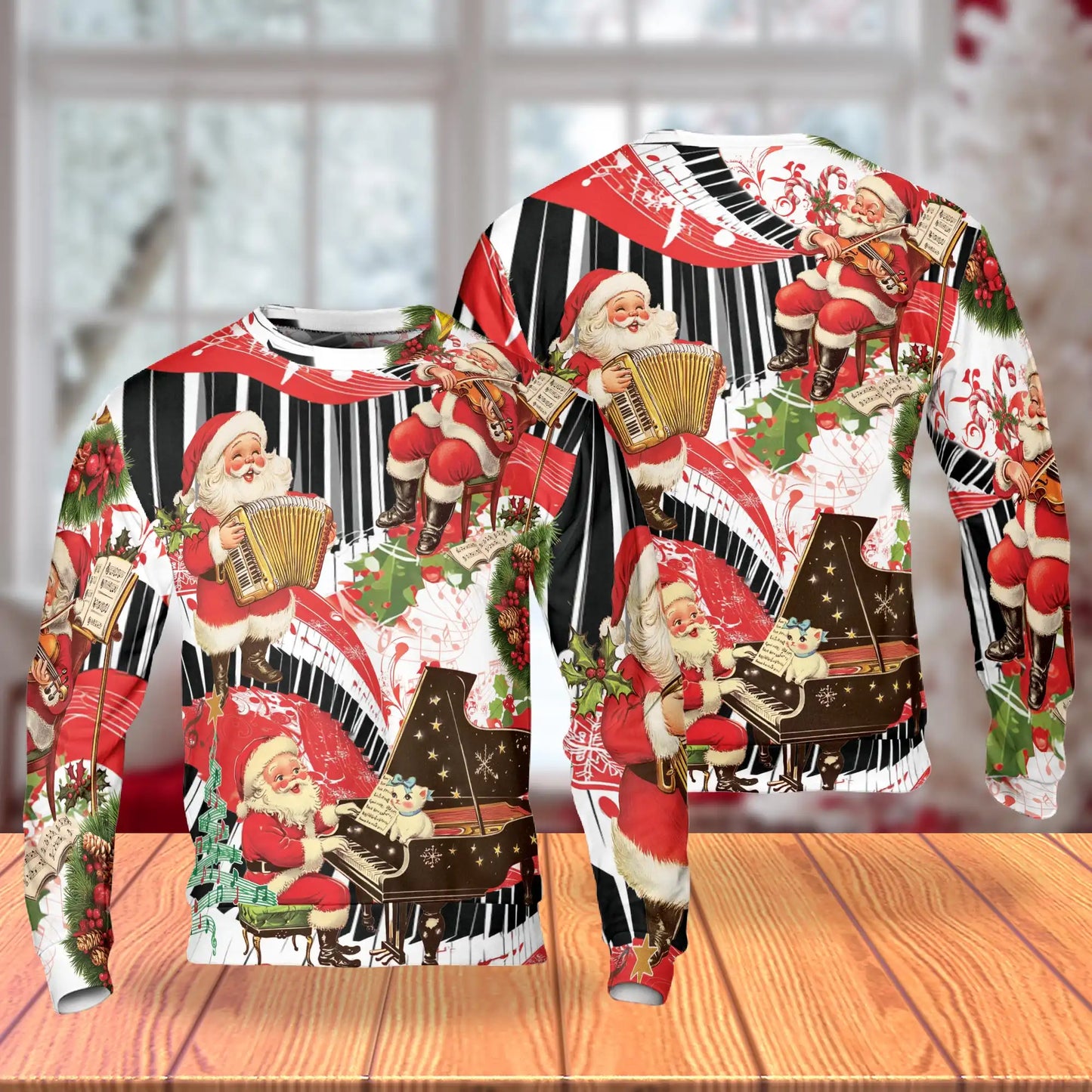 Musical Santa Christmas Sweatshirt – Christmas 3D All Over Print Design