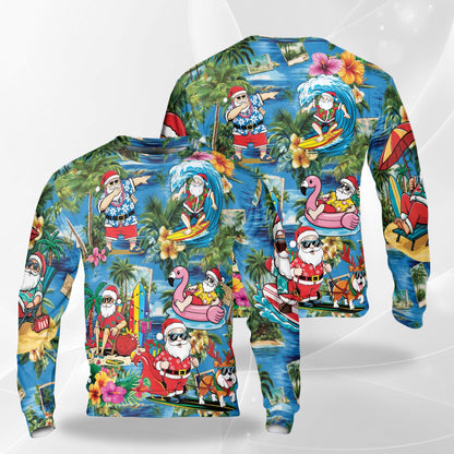 Santa Clause On The Beach Sweatshirt – Christmas 3D All Over Print Design