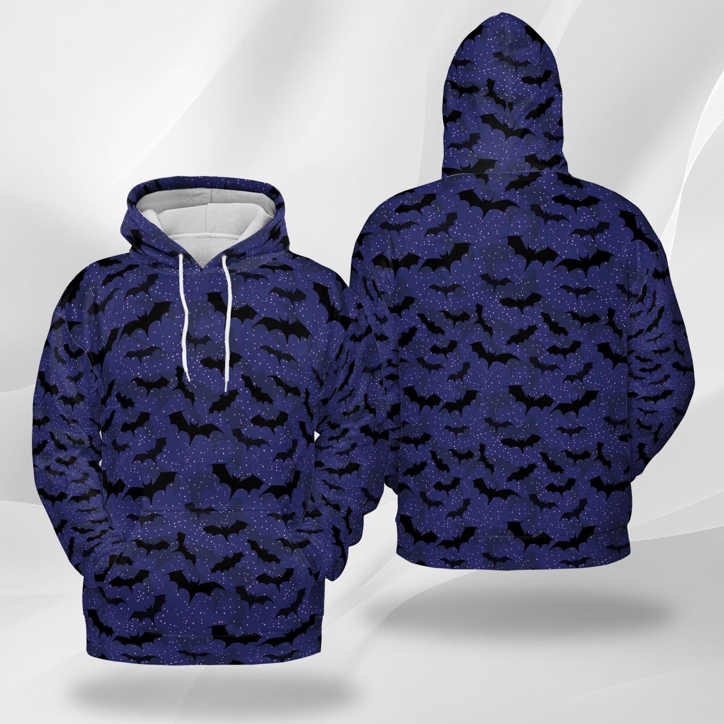 Halloween Bat Pattern All Over Print Hoodie, Graphic Design Spooky Bats