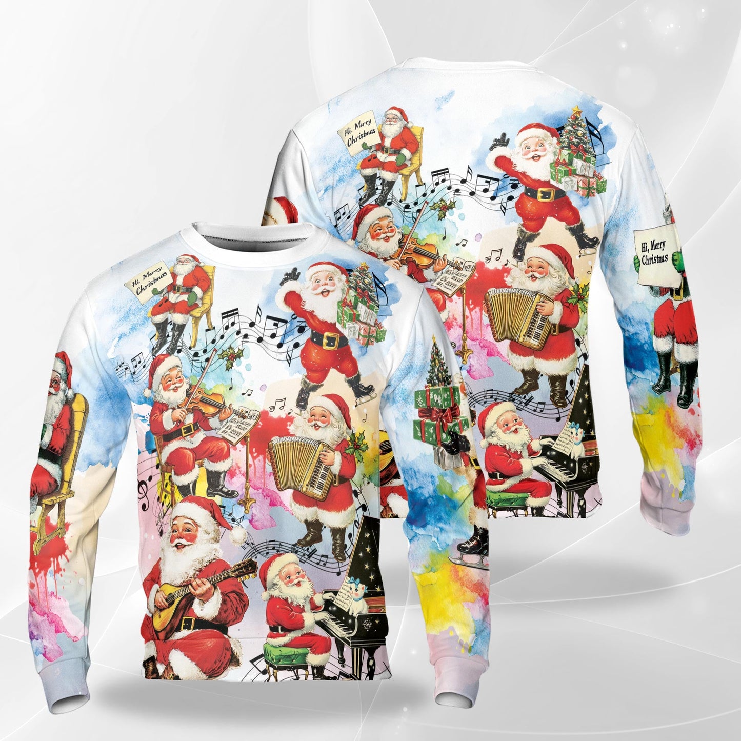 Christmas Music Santa Sweatshirt – Christmas 3D All Over Print Design