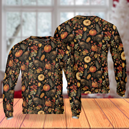 Thanksgiving Turkey Pumpkin Unisex Sweatshirt – Colorful Graphic 3D All Over Print Design