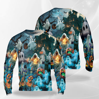 Halloween Ghost Sweatshirt – Colorful Graphic 3D All Over Print Design