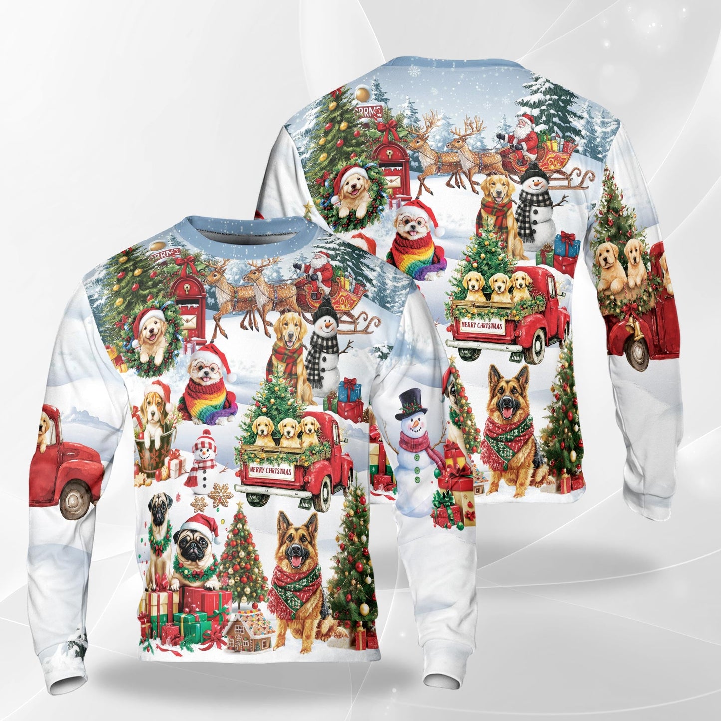 Funny Christmas Dogs in Snow Sweatshirt – Christmas 3D All Over Print Design