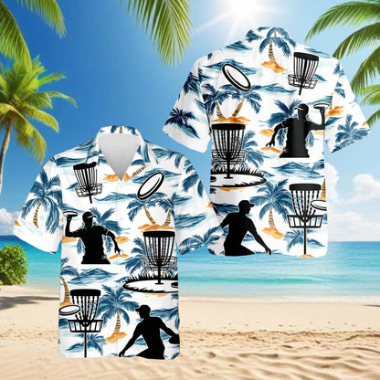 Tropical Disc Golf Hawaiian Shirt for Men, Button Down Aloha Shirt - Azhawaiian