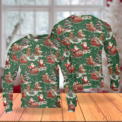Santa Bear Sleigh Christmas Unisex Sweatshirt – Christmas 3D All Over Print Design