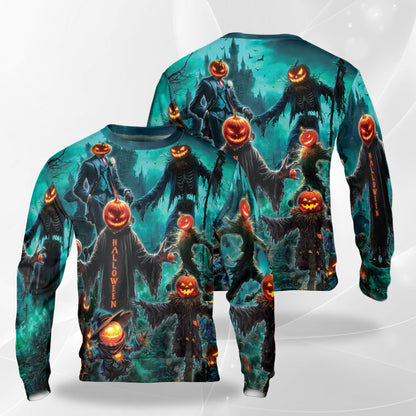 Halloween Pumpkin Scarecrow Sweatshirt – Colorful Graphic 3D All Over Print Design