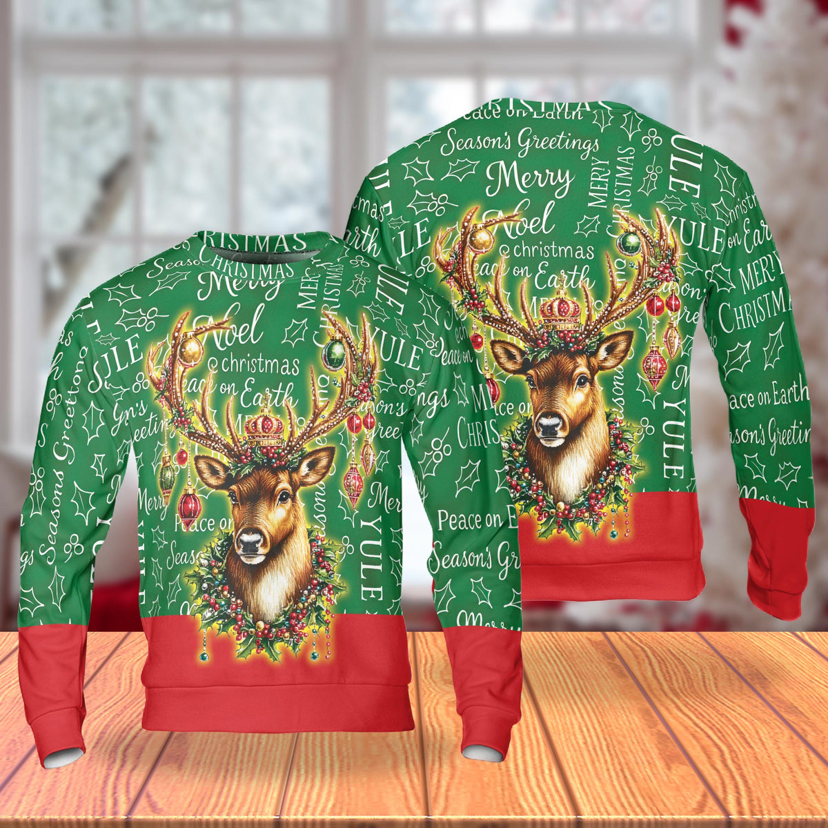 Christmas Reindeer Ornaments Unisex Sweatshirt – Christmas 3D All Over Print Design