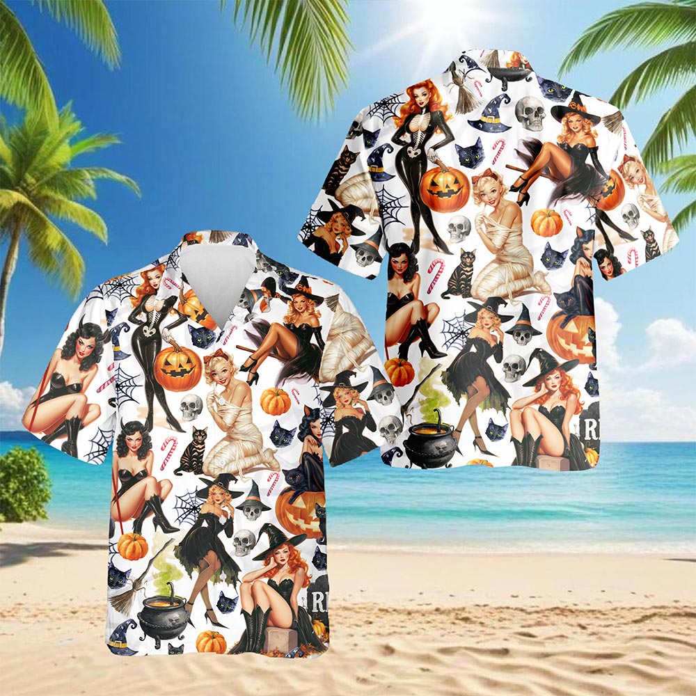 Pinup Girls Hawaiian Shirt for Men, Button Down Aloha Shirt - Azhawaiian