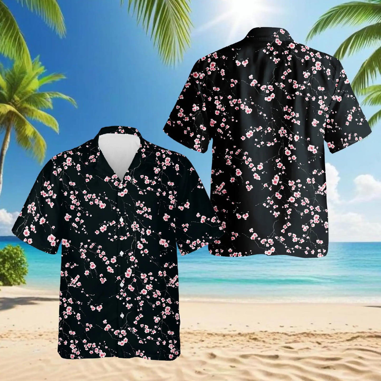 Sakura Cherry Blossom Hawaiian Shirt- Summer Beach Style| Azhawaiian