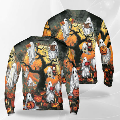 Halloween Ghost Pumpkin Sweatshirt – Colorful Graphic 3D All Over Print Design