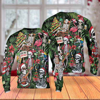 Santa Skeleton Ugly Christmas Unisex Sweatshirt – Christmas 3D All Over Print Design
