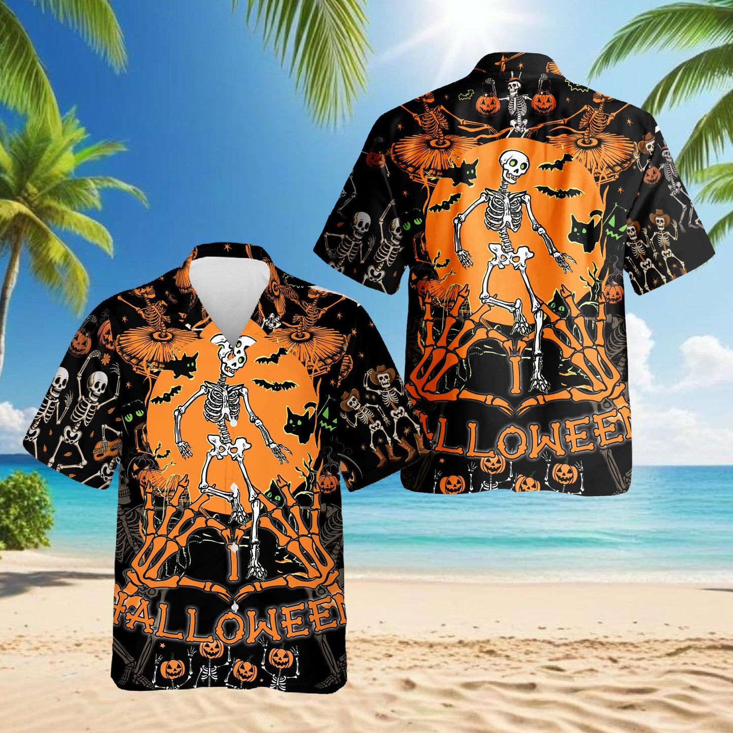 Dancing Ghost Halloween Hawaiian Shirt for Men, Button Down Aloha Shirt - Azhawaiian