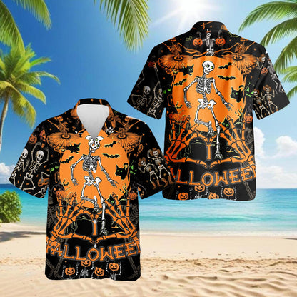 Dancing Ghost Halloween Hawaiian Shirt for Men, Button Down Aloha Shirt - Azhawaiian