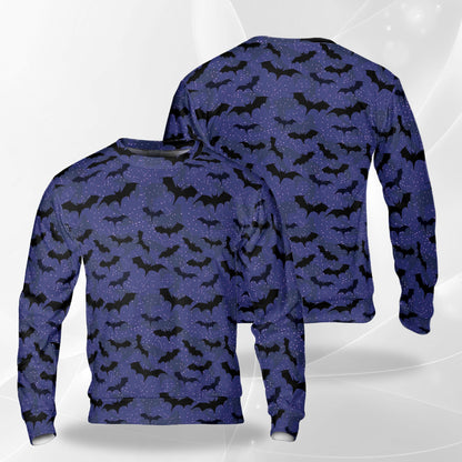 Halloween Bat Pattern Sweatshirt – Colorful Graphic 3D All Over Print Design
