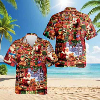 Santa Claus Workshop Hawaiian Shirt for Men, Button Down Aloha Shirt - Azhawaiian