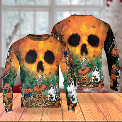 Halloween Skeleton Party Unisex Sweatshirt – Colorful Graphic 3D All Over Print Design