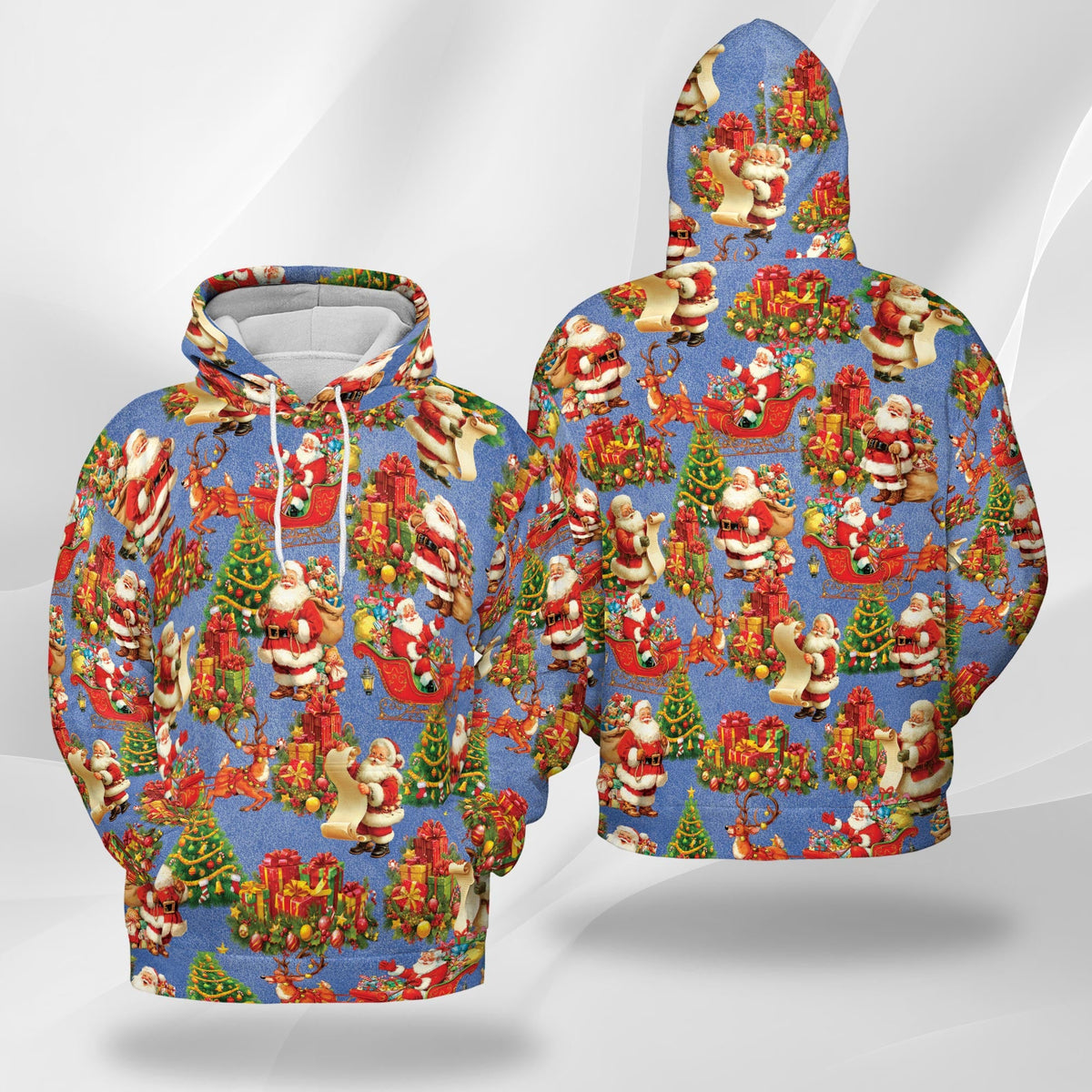 Santa Claus Christmas Night All Over Print Hoodie, Vintage Xmas Graphic Design