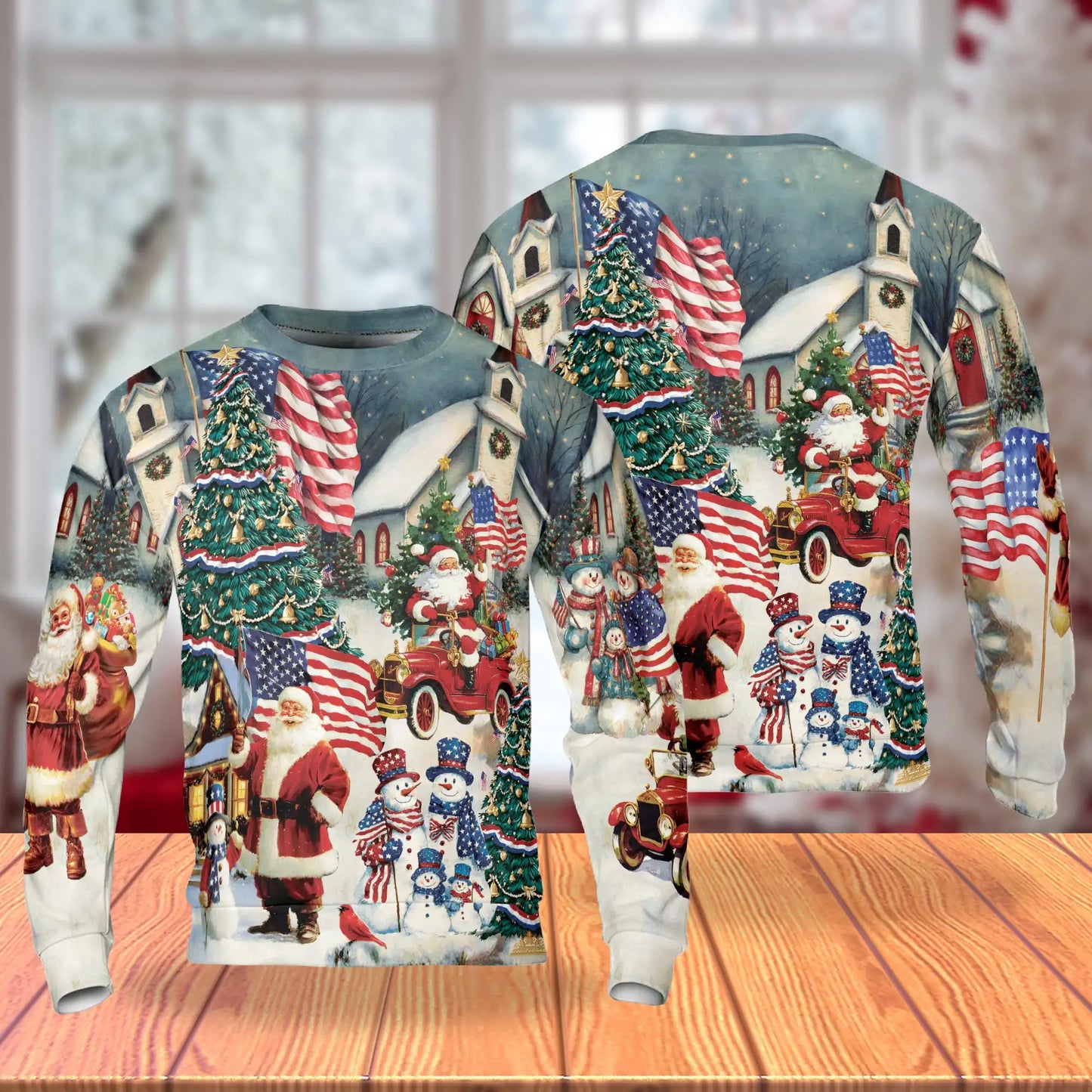 Vintage American Santa Christmas Sweatshirt – Christmas Vintage 3D All Over Print Design