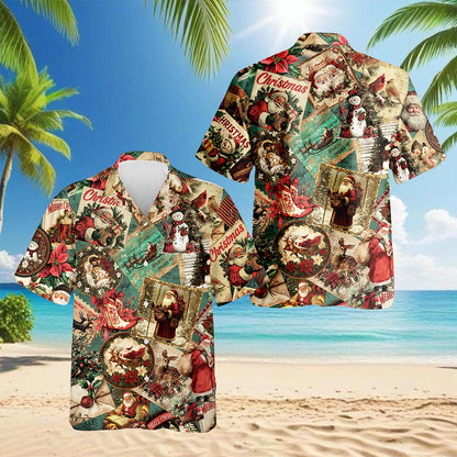 Merry Christmas Santa Claus Hawaiian Shirt for Men, Button Down Aloha Shirt - Azhawaiian