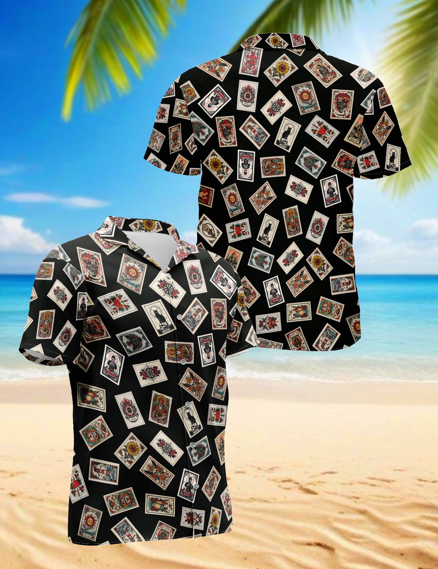 Tarrot Card Hawaiian Shirt for Men, Button Down Aloha Shirt - Azhawaiian