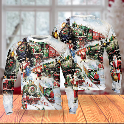 Christmas Santa Locomotive Unisex Sweatshirt – Christmas 3D All Over Print Design