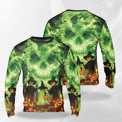 Halloween Pumpkin Scarecrow Sweatshirt – Colorful Graphic 3D All Over Print Design