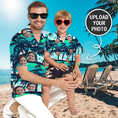 Personalised Christmas Shirts Australia Custom Face Coconut Tree Men's All Over The Print Hawaiian Shirt