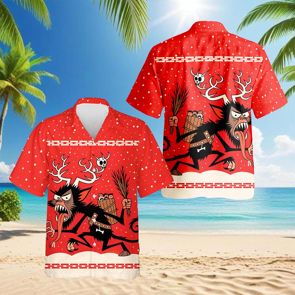 Krampus Christmas Hawaiian Shirt for Men, Button Down Aloha Shirt - Azhawaiian