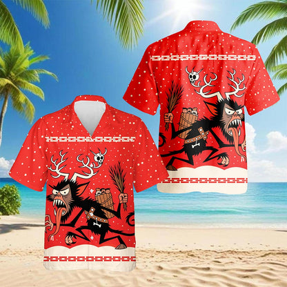 Krampus Christmas Hawaiian Shirt for Men, Button Down Aloha Shirt - Azhawaiian