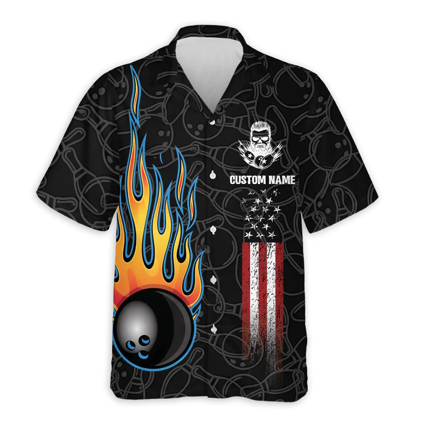 Bowling Hawaiian Shirt for Men, Personalized Patriotic Print| Azhawaiian