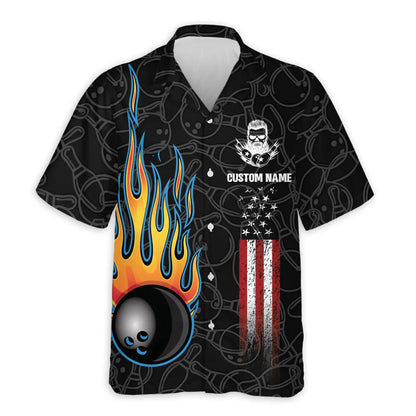 Bowling Hawaiian Shirt for Men, Personalized Patriotic Print| Azhawaiian