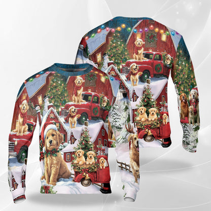 Golden Retriever Christmas Sweatshirt – Christmas 3D All Over Print Design