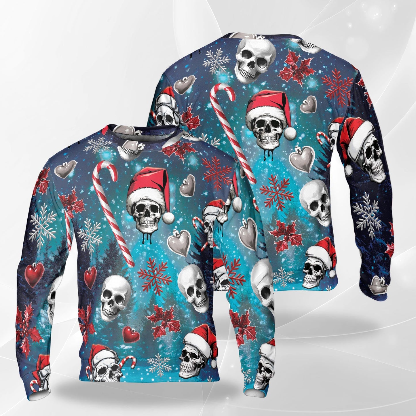 Santa Skull Christmas Sweatshirt – Christmas 3D All Over Print Design