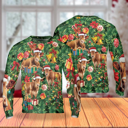 Cute Christmas Cow Sweatshirt – Christmas 3D All Over Print Design