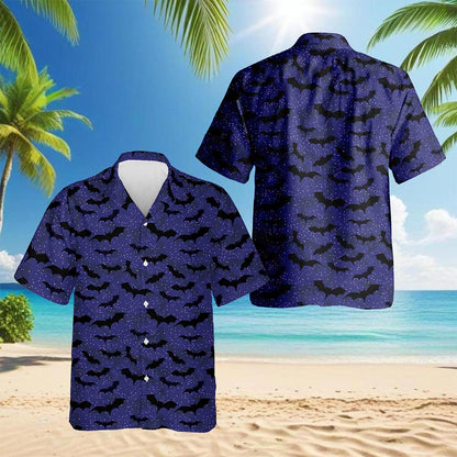 Halloween Bat Pattern Hawaiian Shirt for Men, Button Down Aloha Shirt - Azhawaiian