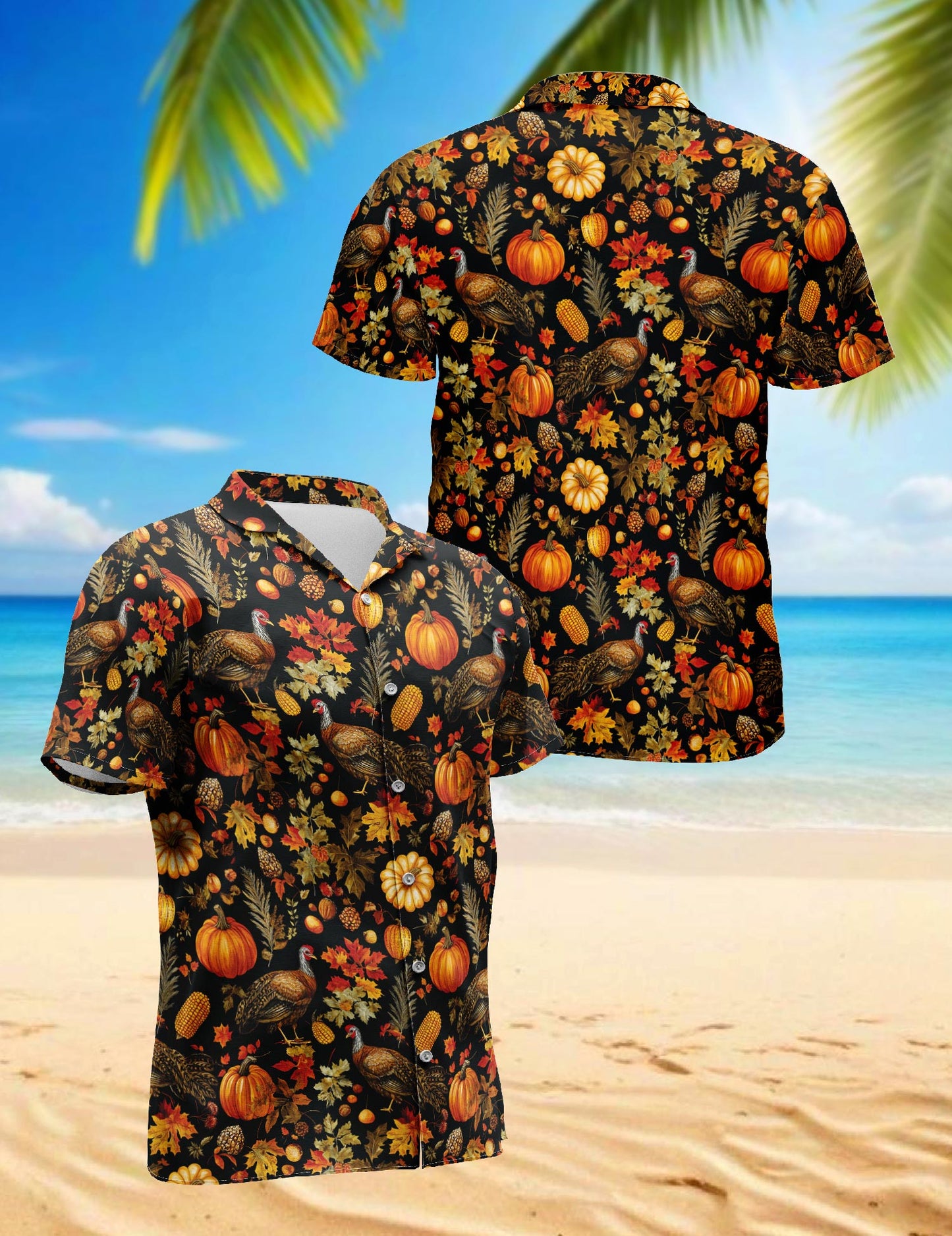 Happy Turkey Day Thanksgiving Hawaiian Shirt for Men, Button Down Aloha Shirt - Azhawaiian