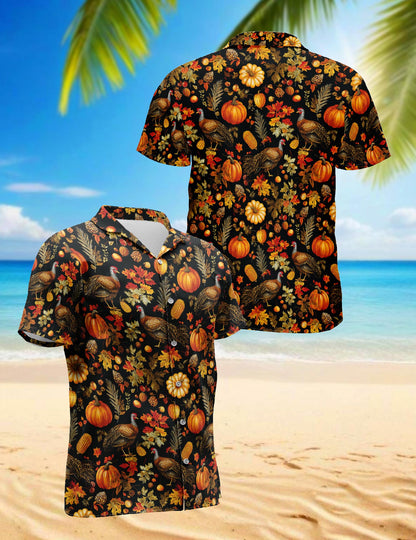 Happy Turkey Day Thanksgiving Hawaiian Shirt for Men, Button Down Aloha Shirt - Azhawaiian