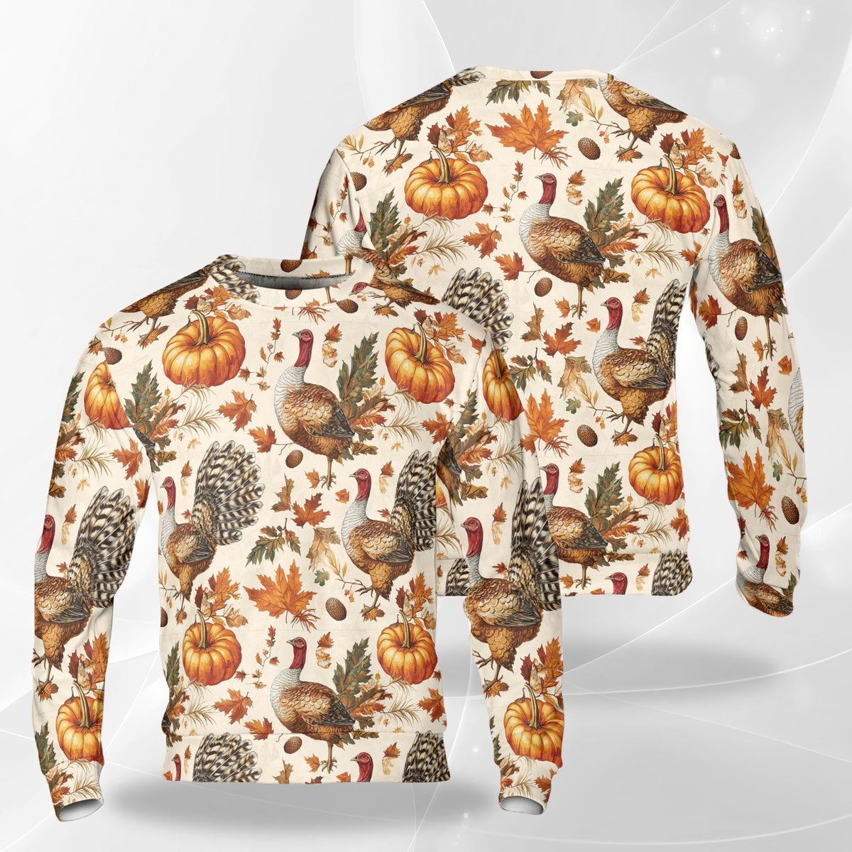 Thanksgiving Turkey Sweatshirt – Vintage 3D All Over Print Design