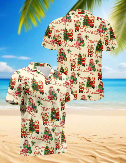 Santa Claus Hawaiian Shirt for Men, Button Down Aloha Shirt - Azhawaiian